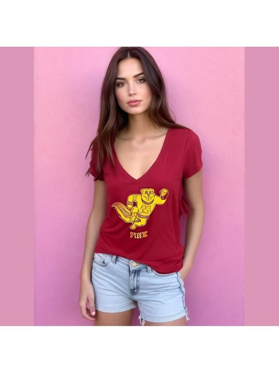 PINK Victoria's Secret Tops - VS PINK 5th & Ocean V-Neck T-Shirt - University of Minnesota - - Size S